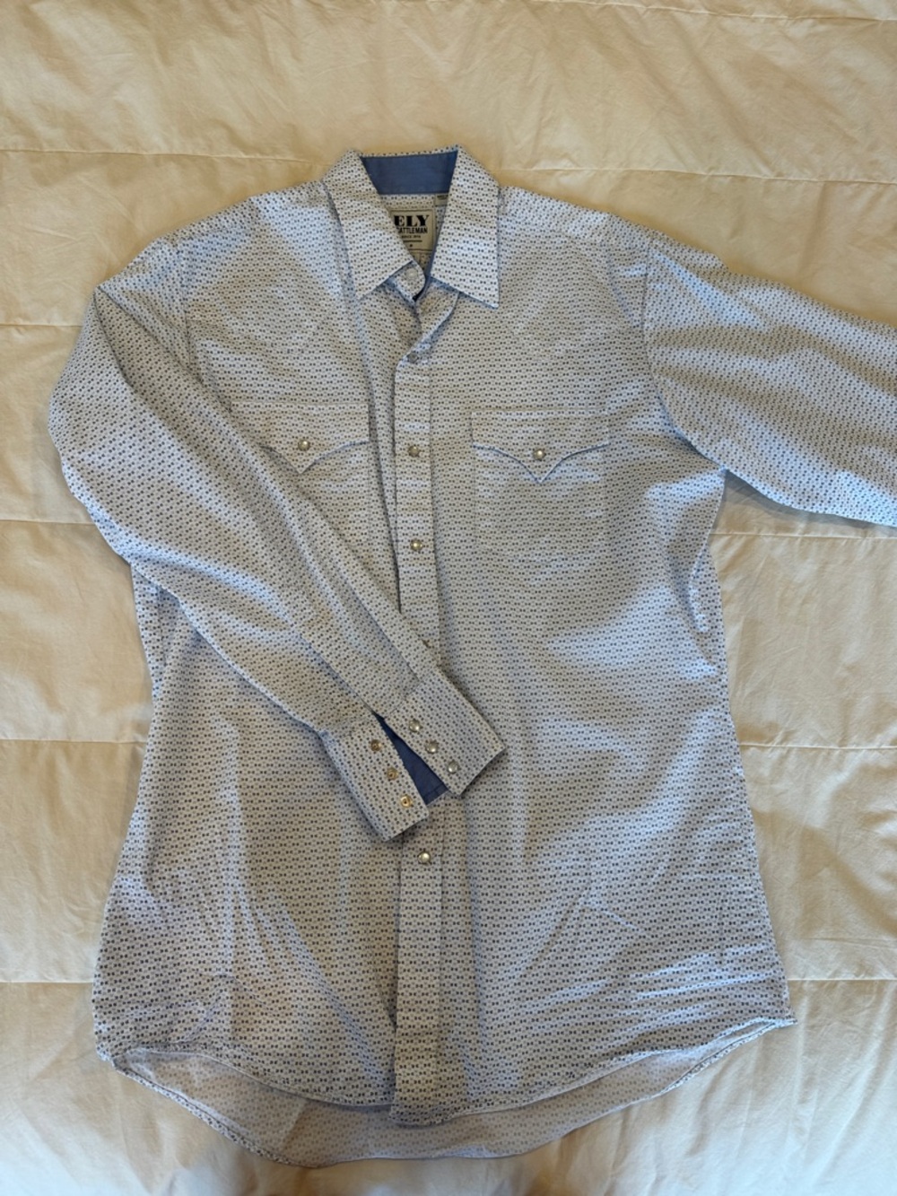 Ely Cattleman Light Blue Patterned Western Dress Shirt